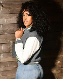 Top Sale Women Colorblock Long Sleeve Button Baseball Jackets S-2XL