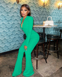 Top Sale New Long Sleeve Zipper Women Jumpsuits S-2XL