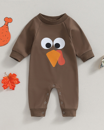 Boby's Long Sleeve Turkey Printed Thanksgiving Pajamas Brown 60cm-90cm