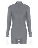 2023 New Long Sleeve Half Zipper Slim Rompers Street Fashion Black Gray Green S-L