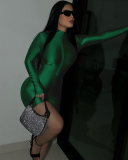 2023 New Long Sleeve Half Zipper Slim Rompers Street Fashion Black Gray Green S-L