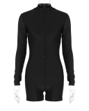 2023 New Long Sleeve Half Zipper Slim Rompers Street Fashion Black Gray Green S-L