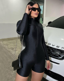 2023 New Long Sleeve Half Zipper Slim Rompers Street Fashion Black Gray Green S-L