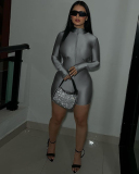 2023 New Long Sleeve Half Zipper Slim Rompers Street Fashion Black Gray Green S-L