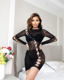 Long Sleeve Fishnet Women Dress