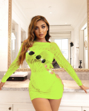 Long Sleeve Fishnet Women Dress