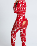 Wholesale Printed  Christmas Red Women Jumpsuit S-XL