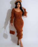 Knitted Wholesale Pockets Women Fashion Dress S-XXL