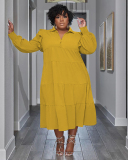 Long Sleeve Lapel Fashion Plus Size Dresses L-4XL