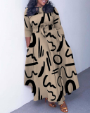 Popular Fashion Charming Long Sleeve Colorblock Maxi Casual Plus Size Dresses Orange Jean Striped L-4XL