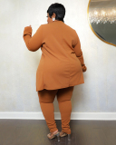 Elegant Long Sleeve Business Suit Plus Size Two Piece Sets L-4XL