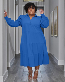 Long Sleeve Lapel Fashion Plus Size Dresses L-4XL