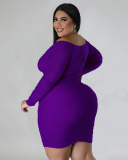 Women Off Shoulder Mesh Sleeve Patchwork Club Wear Sexy Slim Plus Size Dresses Black Red Purple Green White L-4XL