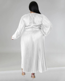 Long Sleeve Crew Neck Ruched Plus Size Dresses L-5XL