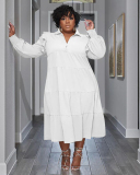 Long Sleeve Lapel Fashion Plus Size Dresses L-4XL