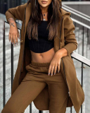 Women Long Sleeve Hoodie Warm Coat Casual Pants Sets Two Pieces Outfit S-2XL