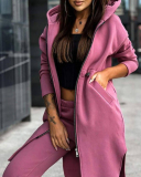 Women Long Sleeve Hoodie Warm Coat Casual Pants Sets Two Pieces Outfit S-2XL