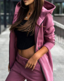 Women Long Sleeve Hoodie Warm Coat Casual Pants Sets Two Pieces Outfit S-2XL