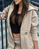 Women Long Sleeve Hoodie Warm Coat Casual Pants Sets Two Pieces Outfit S-2XL