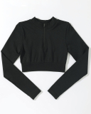 Half Zipper Knitting Long Sleeve Yoga Tops S-L