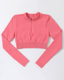 Half Zipper Knitting Long Sleeve Yoga Tops S-L
