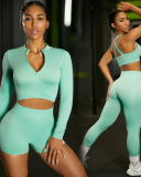 Half Zipper Knitting Long Sleeve Yoga Tops S-L