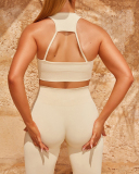 Solid Color Women Square Collar I Back Sports Bra S-L