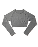 Long Sleeve O Neck Solid Color Women Sports Top S-L
