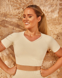 Women Solid Color Seamless Short Sleeve Sports Top S-L