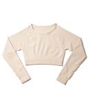 Long Sleeve O Neck Solid Color Women Sports Top S-L