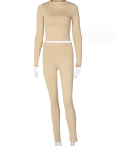 Solid Color Slim Long Sleeve Breathable Trend Sports Suit