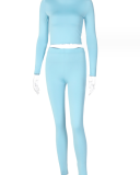 Solid Color Slim Long Sleeve Breathable Trend Sports Suit
