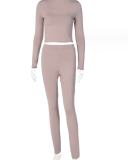 Solid Color Slim Long Sleeve Breathable Trend Sports Suit