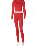 Solid Color Slim Long Sleeve Breathable Trend Sports Suit
