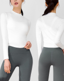 Solid Color Long Sleeve Yoga Tops No Pad S-L