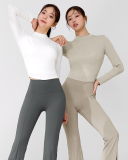 Solid Color Long Sleeve Yoga Tops No Pad S-L