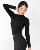 Solid Color Long Sleeve Yoga Tops No Pad S-L