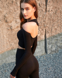 Long Sleeve Hollow Out Back Yoga Tops S-L