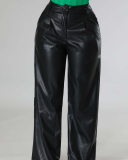 Wide Leg PU Women Fashion Popular Pants S-XXL