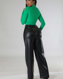 Wide Leg PU Women Fashion Popular Pants S-XXL