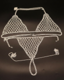 New Rhinestone Bikini Sexy Night Club Body Chain Set Gild Silvering