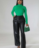 Wide Leg PU Women Fashion Popular Pants S-XXL