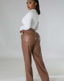 Wide Leg PU Women Fashion Popular Pants S-XXL