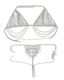 Sexy Fashion Shining Rhinestone Bikini Sets Body Chain Gild Silvering