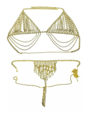 Sexy Fashion Shining Rhinestone Bikini Sets Body Chain Gild Silvering