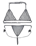 Black Rhinestone Sexy Bra T-back Jewerly Body Chain