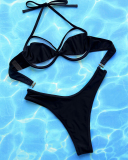Black Mesh See Through Sexy Bikini Set S-L