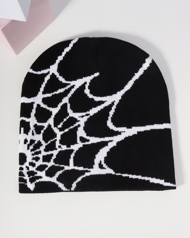 Spider Web Jacquard Knitted Hat Beanie Hat