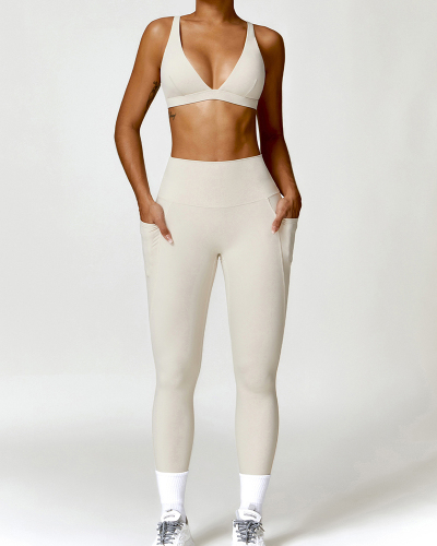 Women Quick Dry V Neck Yoga Sports Fitness Bra S-XL