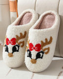 Santa Claus Print Plush Slippers indoor Warm Slipper